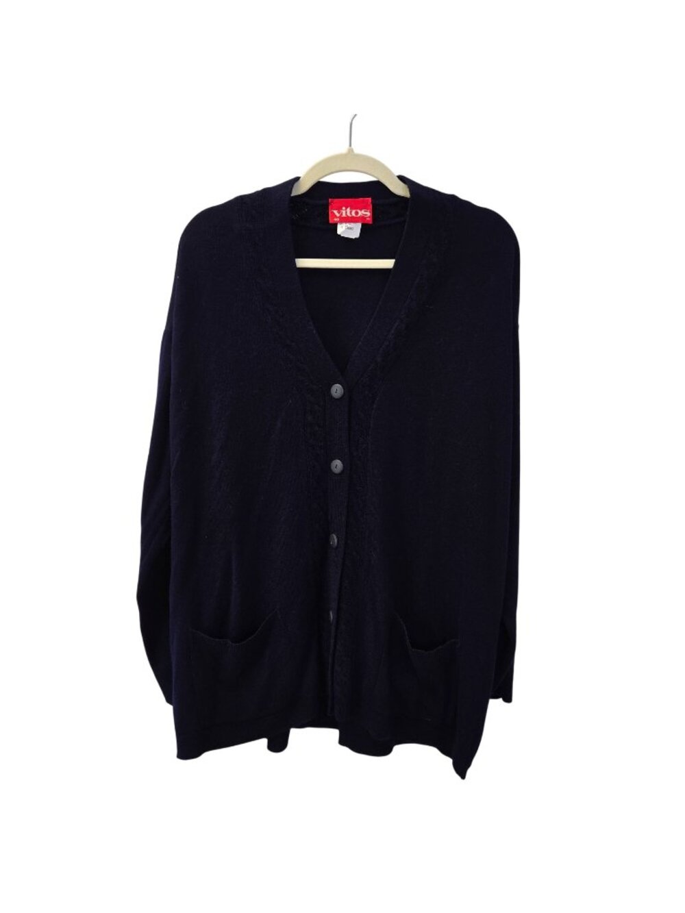NWT Vitos Cable Knit Trim Cardigan Sweater Size 40/US XL